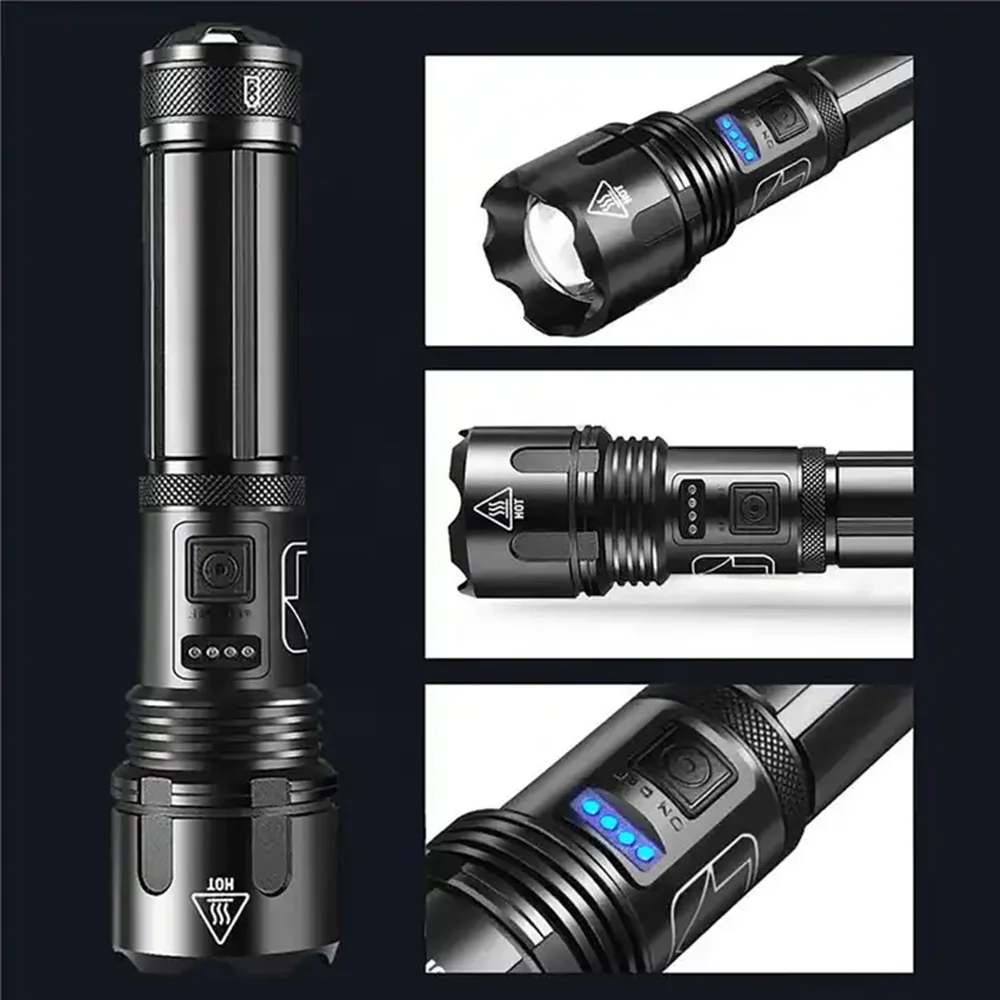 Super Bright Powerful LED Flashlight USB Rechargeable Camping  Torch Light Tactical Flashlight For Camping