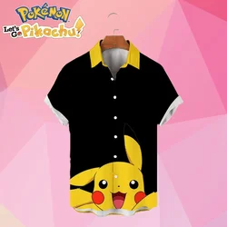 Pikachu Men's Shirts Pokemon Y2k Summer Oversized S-5XL New Blouse Children's Harajuku Streetwear 2024 Hawaiian Shirt Anime Cute