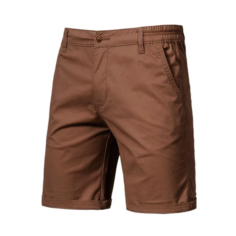 Pantalones cortos de algodón 100% para hombre, Shorts de negocios informales de alta calidad, clásicos, ajustados para la playa, a la moda, novedad de verano