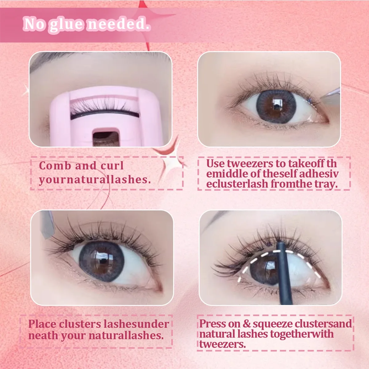 接着剤は不要です！ アンリンネットひまわりつけまつげ10列 - ソフトで繰り返し使える、毎日の着用に最適、自然なふんわり感！