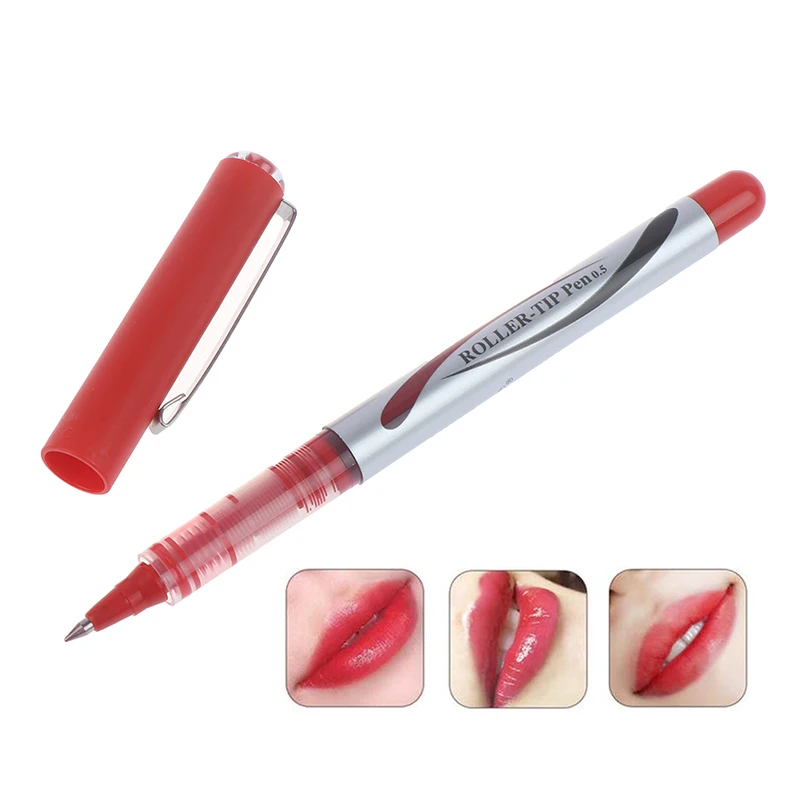 Red Embroidery Waterproof For Lip Skin Marker Pen Tattoo Skin Marker Lip Positioning Inportent Pen Tattoo Tools