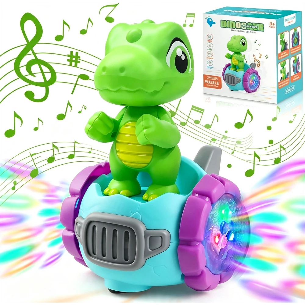 Dinosaur Robot Car Toy with Lights & Music, Toddler Toy for Ages 3+, Birthday & Christmas Gift for Boys 3-6 Years Old
