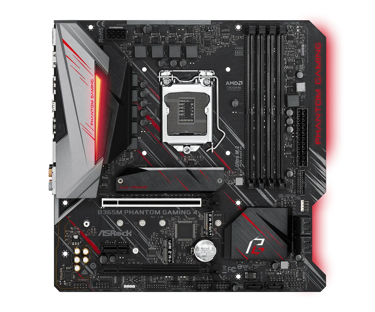 ASUS B365M PHANTOM GAMING 4 اللوحة الأم Intel B365 DDR4 المقبس 1151 64GB M.2 دعم i7-9700 i5-9400 i3-9100 i3-8100 وحدة المعالجة المركزية