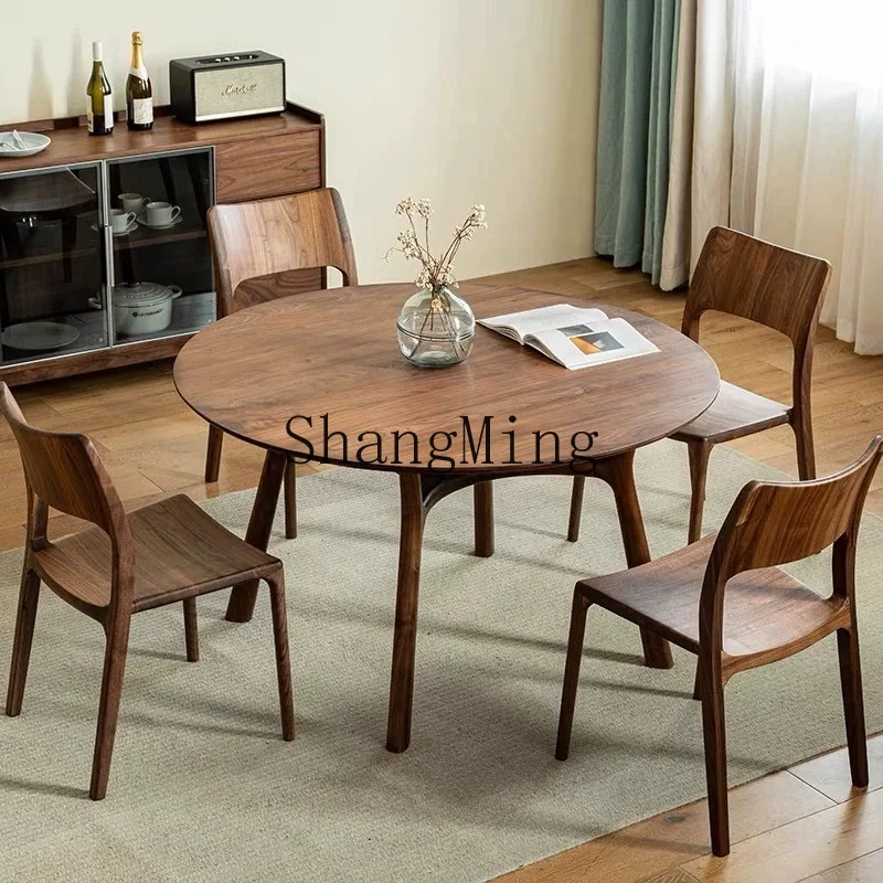 FG good-looking new Chinese ash wood dining table and chair combination small apartment dining suite walnut solid wood furniture