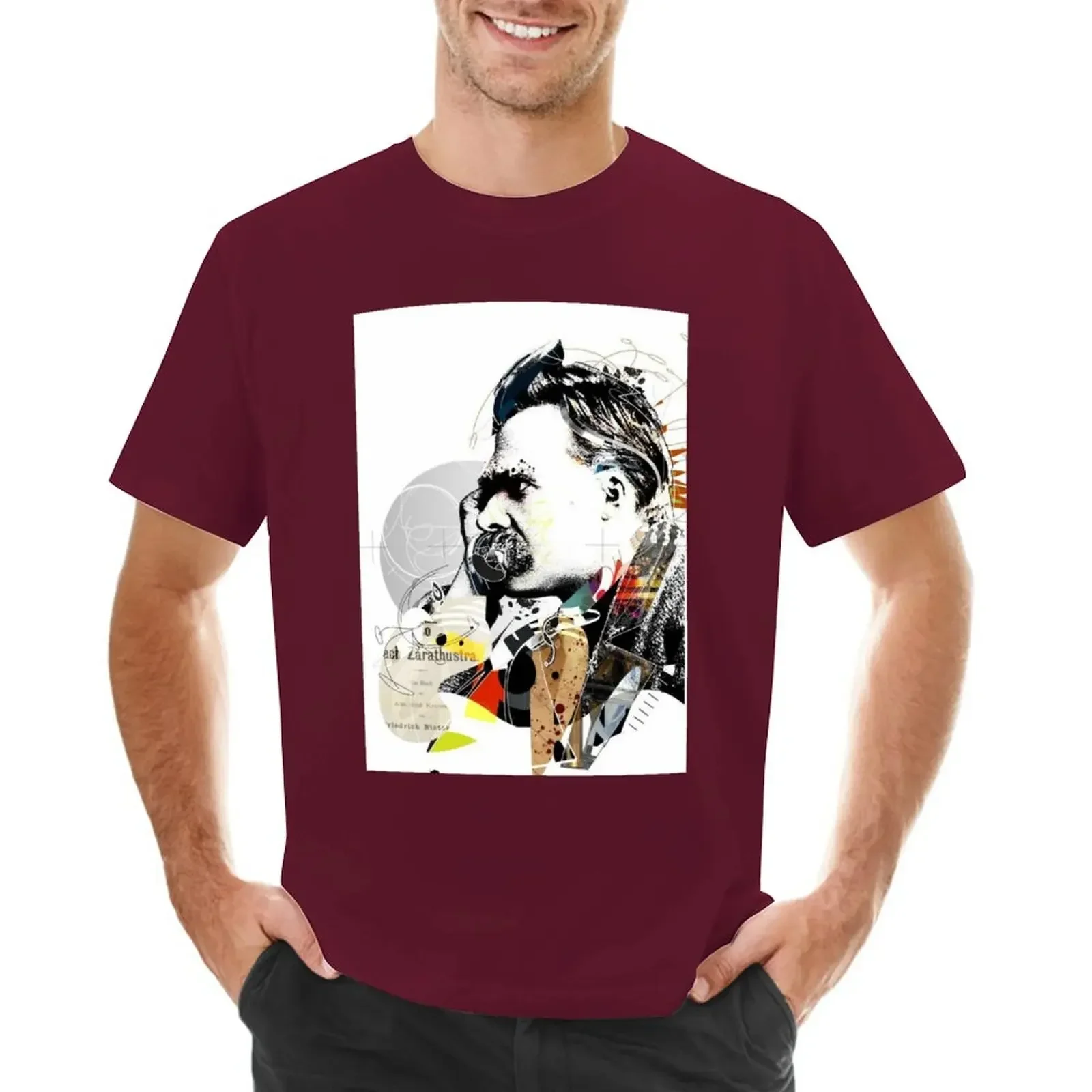 Friedrich Nietzsche T-Shirt customizeds Short sleeve tee new edition hippie clothes big and tall t shirts for men Round Collar