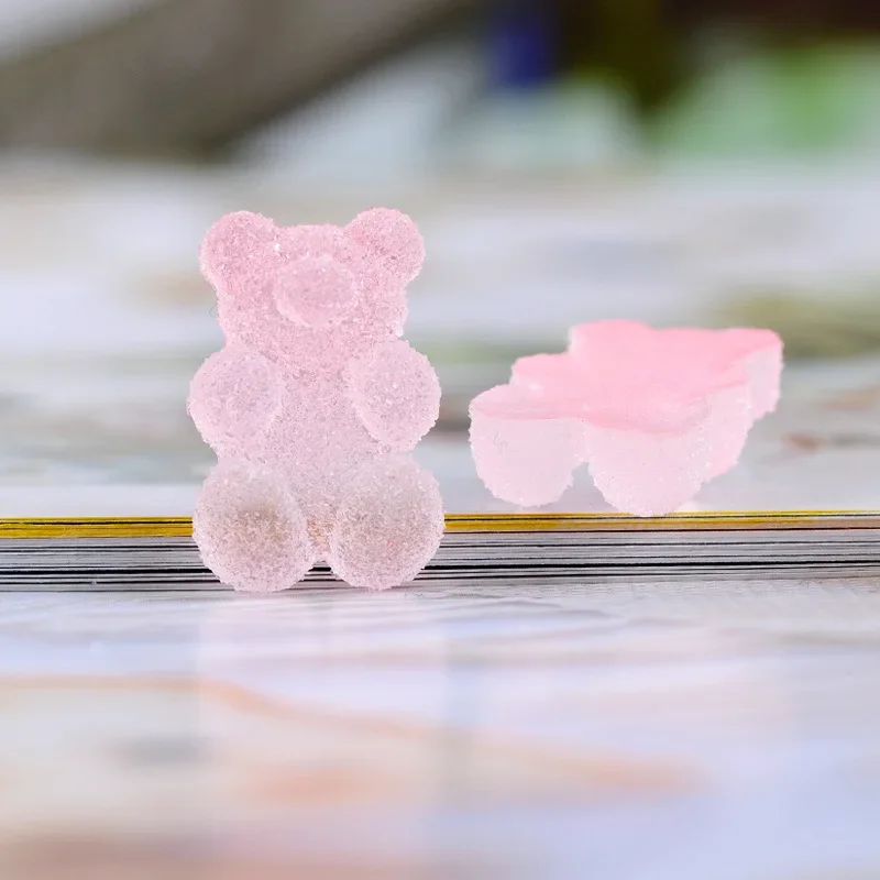 50Pcs Soft Candy Bear Flatback Resin Cabochon Charms for Headwear Accessories Sweet Gummy Cabochons DIY Scrapbooking Decoration
