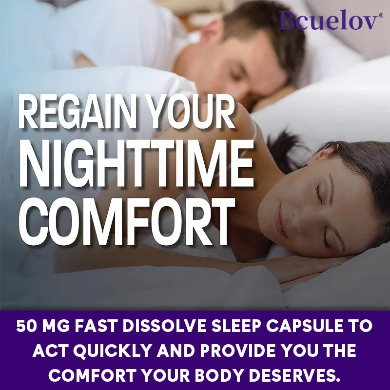 Bcuelov Melatonin Capsules Are Filled with Fast Sleep - Relieve Insomnia, Improve Memory and Get A Good Night\'s Sleep