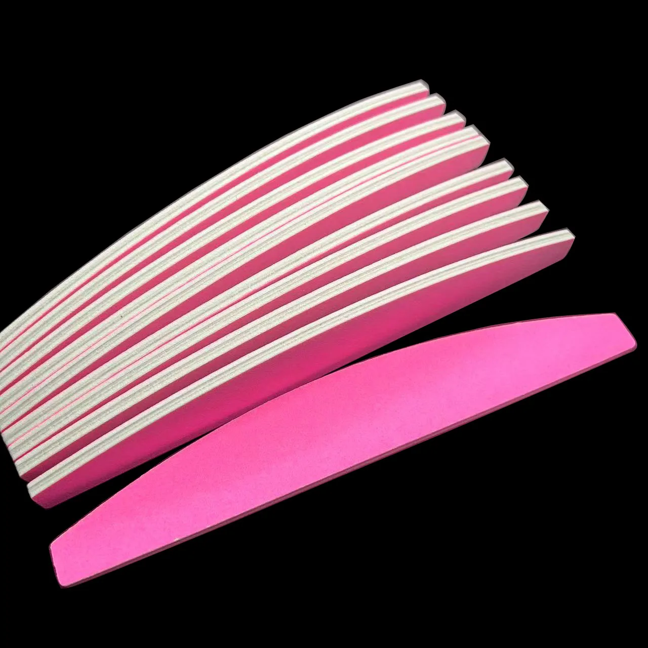 50 pcs  high quality pink halfmoon shape nail file 200/240  professional nail file