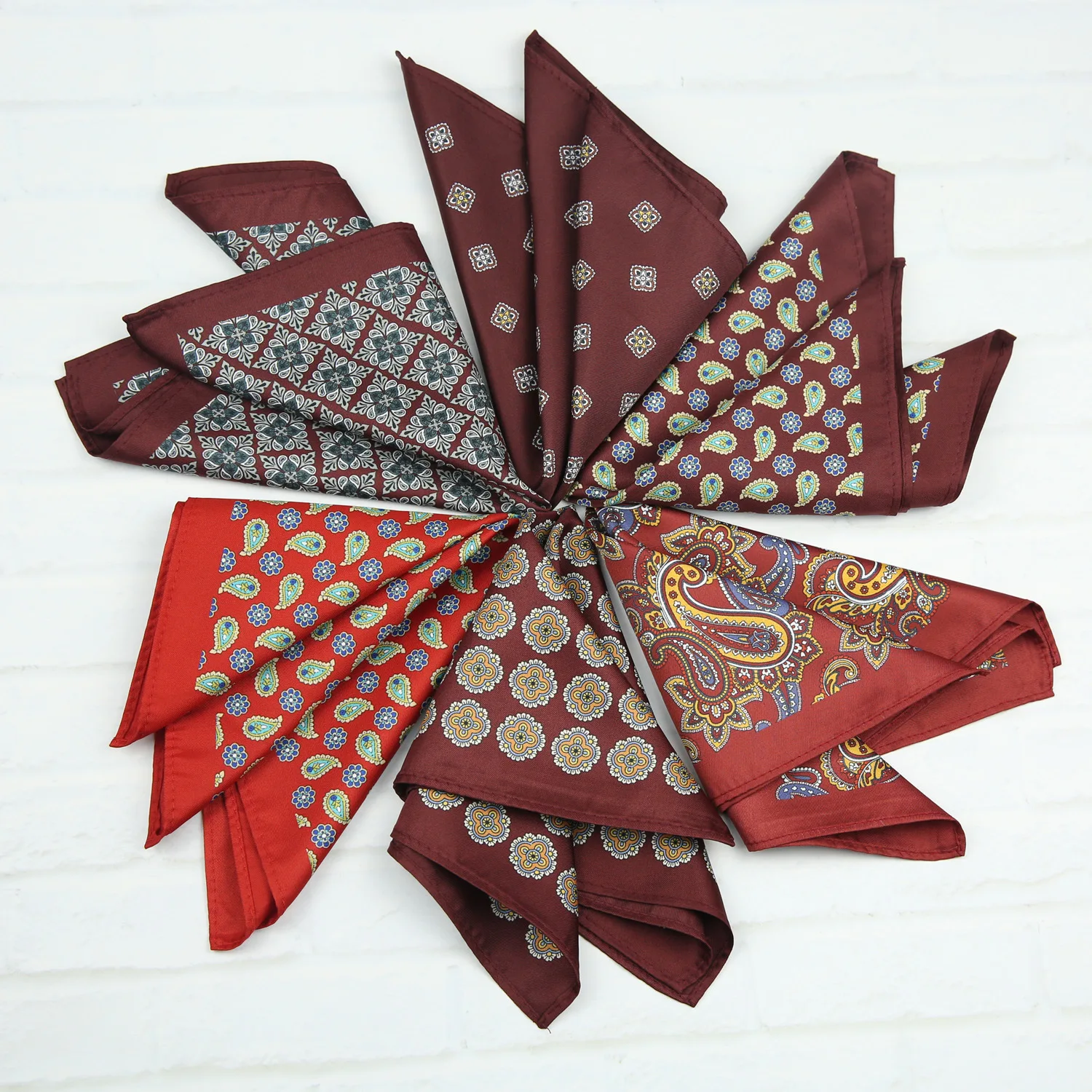 2026 New Soft Pocket Square Simulated Silk Paisley Striped Printed Handkerchief Wedding Party Suit Accessories Preppy Chic Hanky