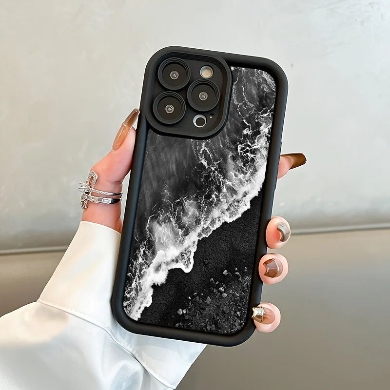 

The Black Sea pattern phone case for iPhone 16 15 14 13 12 11 Pro/ Max/Plus shock-proof rear cover anti-fingerprint