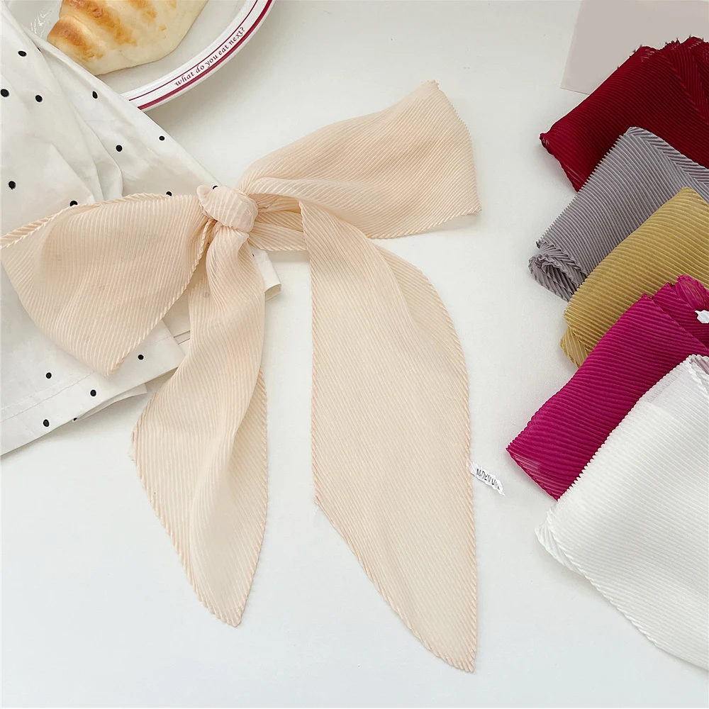 Satin Neckerchief Women Retro Headscarf  Neck Wear Scarves Crinkled Hair Scarf Decorative Headscarf Square Scarf Small Scarves