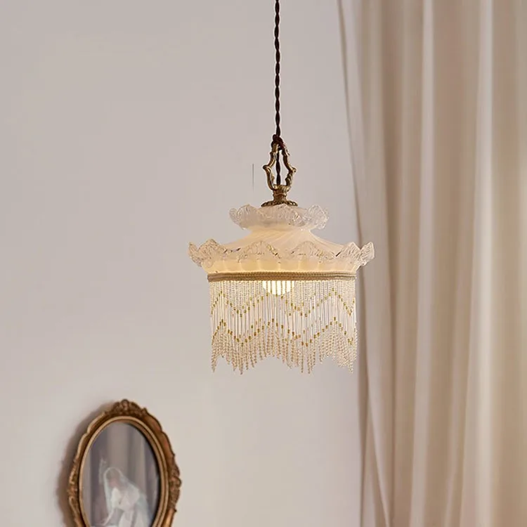 Medieval American court French cream style tassel chandelier light luxury chandelier