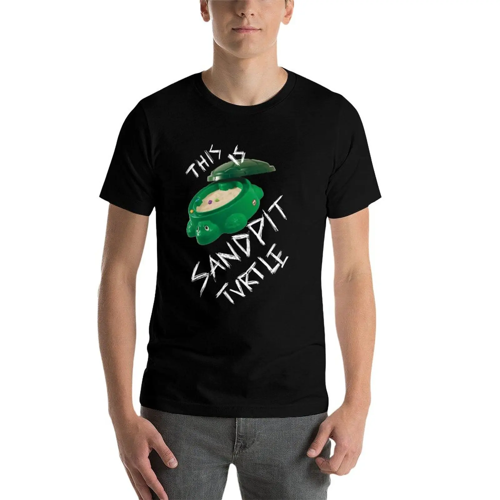 This Is Sandpit Turtle - bmth meme - white on black T-Shirt Urban Casual Loose Fit Tee view 4