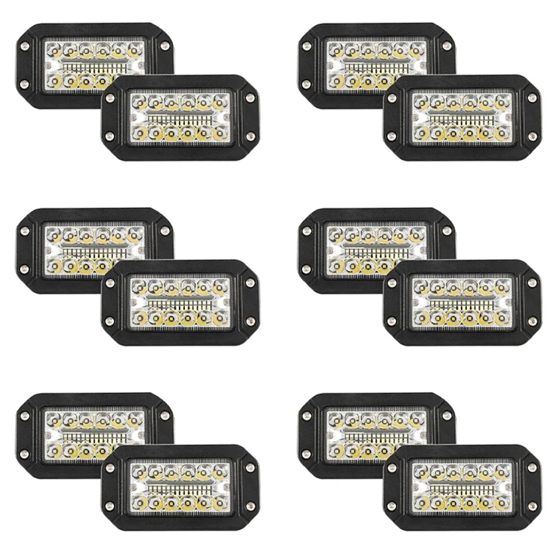 

12Pcs 12V 6 Inch Flush Mount Work Light 26 LED Super Bright Spotlight Car Headlights