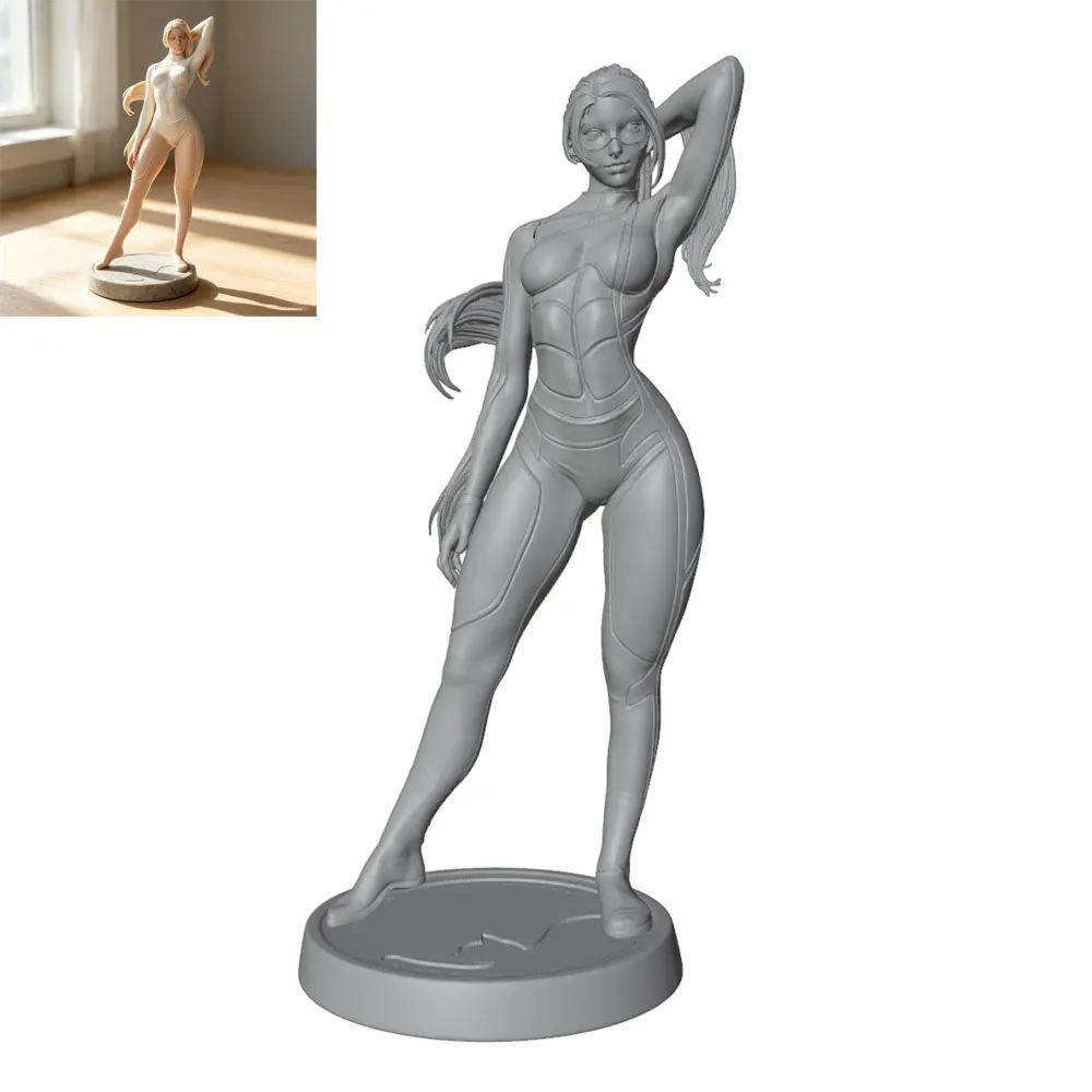 1/24/6 Sci-fi style tight-fitting functional battle girl, miniature resin model kit, GK mini 3D printed doll statue, unpainted