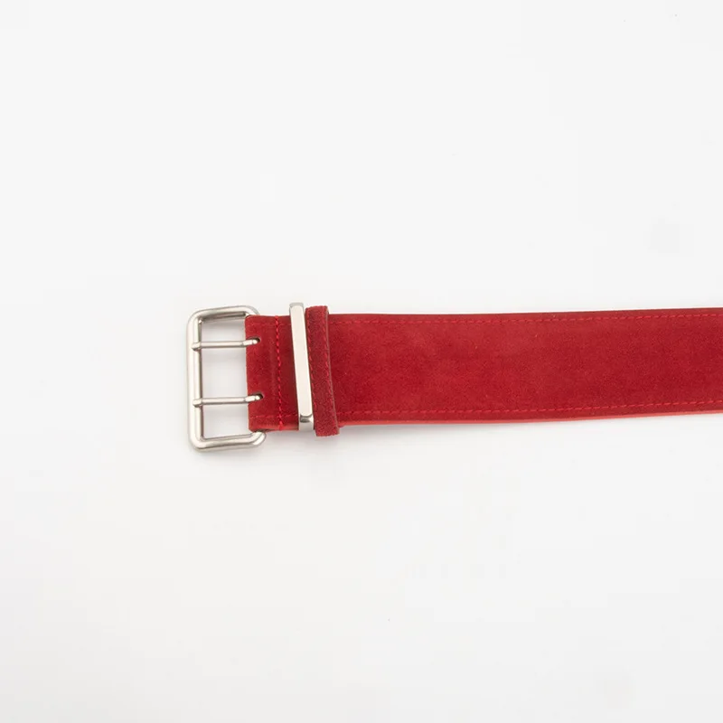 Double-pin Buckle Suede Real Leather Waist Belts Vintage Spring Autumn Dress Corset Suede NUBUCK Ceinture Pour Femme Luxe Belts