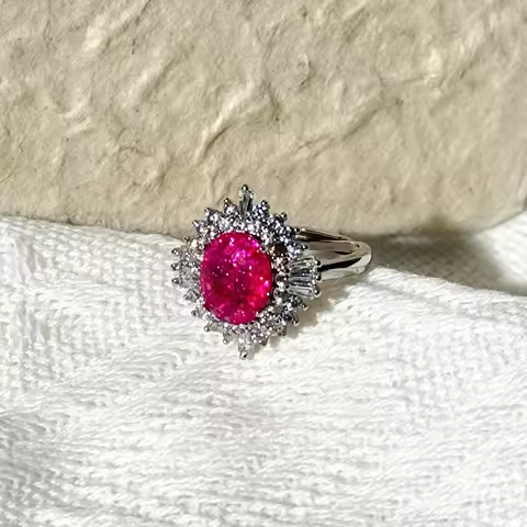 showy fine Rose Red Ring Wedding Creative Fashion Ruby rings for women silver 925 Inlaid Diamond Jewelry Gift Adjustable