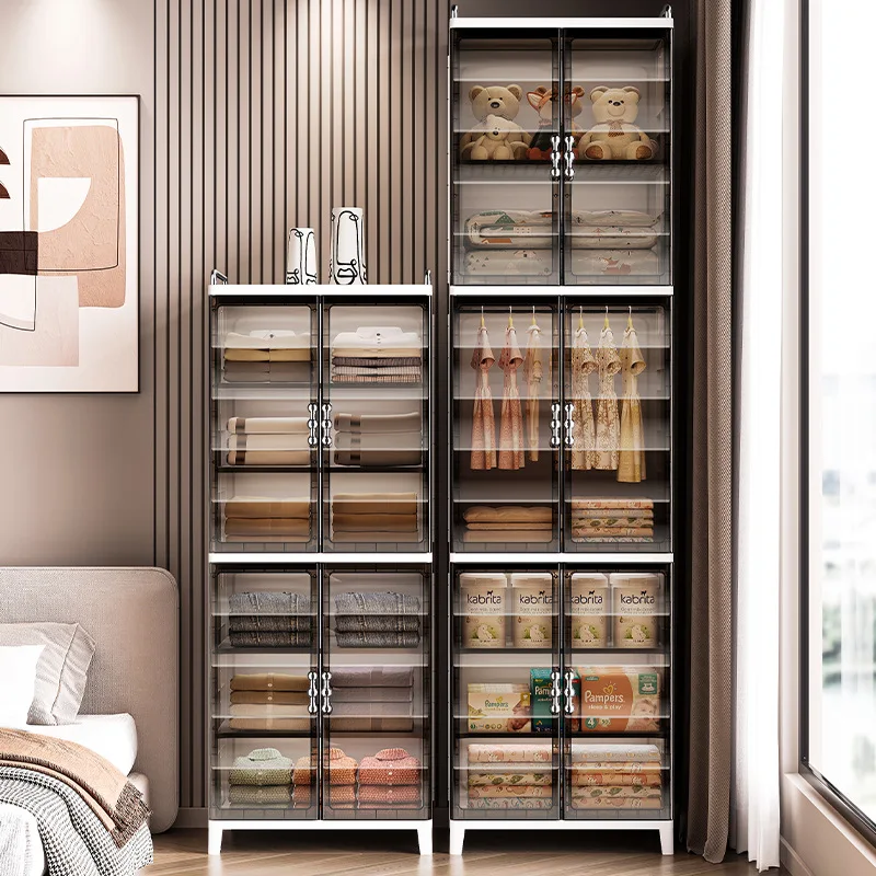 Klappbarer Aufbewahrungsschrank aus Kunststoff für den Haushalt, vom Boden bis zur Decke reichendes Kühlschrank-Seitenregal, Staubschrank für das Wohnzimmer