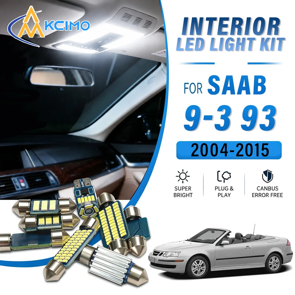 For Saab 9-3 93 Cabrio Convertible 2004-2015 Canbus Compatible Auto Interior LED Lamps, Car Indoor Light Bulbs, OEM Replacement
