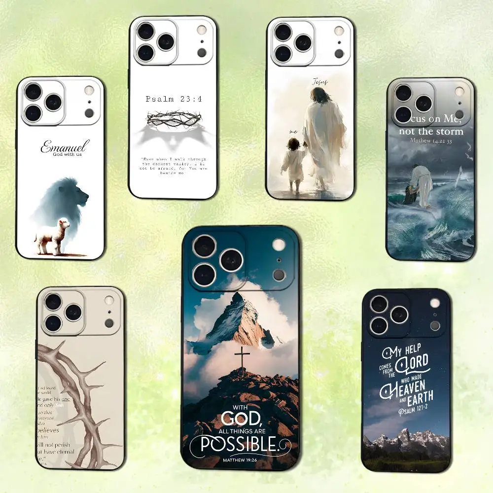 

Verses Belief Jesus Bible Phone Case For iPhone 14,13,17,12,11,16,15,Plus,Pro Max,XS,X,XR,SE,Mini,Soft Silicone Black Cover