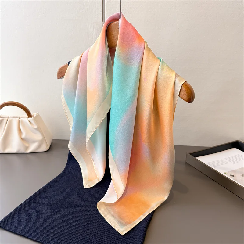 

Дизайнерский модный квадратный шелковый шарф 2022, женский ободок для волос с принтом, маленькие атласные шали, платок, шейный платок, женские повязки на голову, бандана