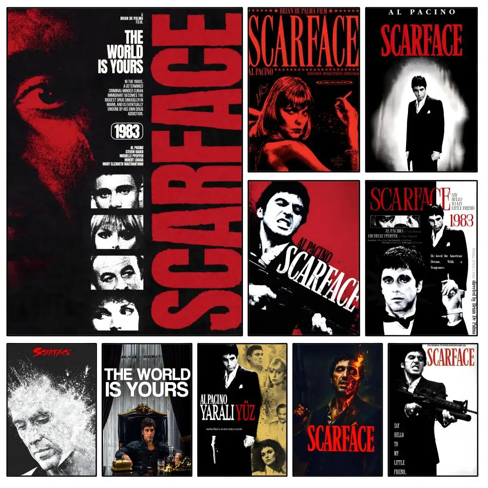 Film S-Scarface Tony Montana Poster Waterproof HD Modern Peel And Stick Wall Decor Bedroom Living Room Dorm Office