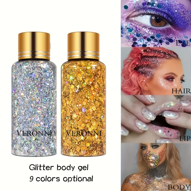 9 Colors Multifunctional Eye Glitter Nail Hair Body Face Glitter Gel Art Flash Loose Sequins Festival Glitter Deco