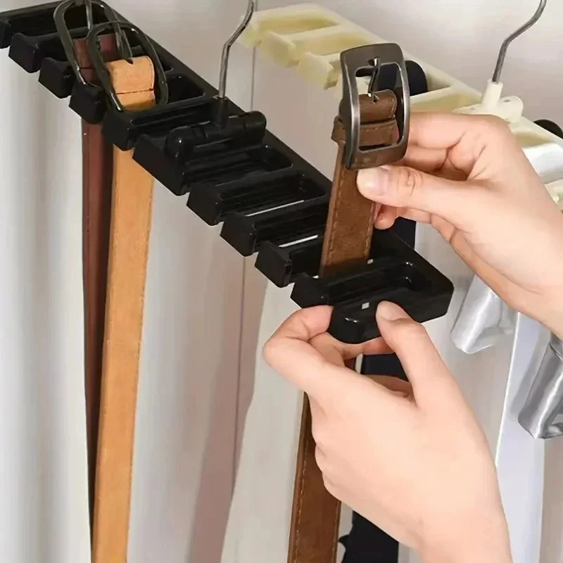 2in1 Belt Hanger For Closet Wall Mount Belt Organizer With 360° Rotating Hooks Wooden Tie  Belt Rack For Organizers Storage