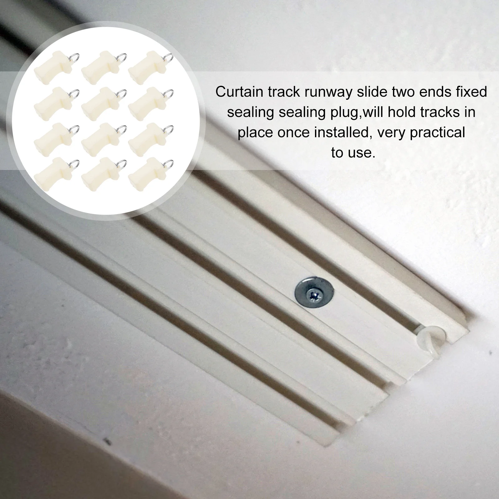 

20Pcs Curtain Track Cap High Corrosion Resistant Sturdy Slide Rail Accessory Practical Weatherproof Slide Rail Cap