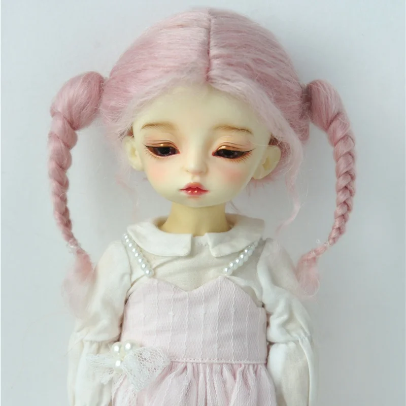 ขนาดเต็ม Mohair ตุ๊กตาผม JD556 ไม่มี Bangs Double Braids PONY CURLY จอน BJD วิกผม 1/12 1/8 1/61/4 1/3 ของเล่นอุปกรณ์เสริม