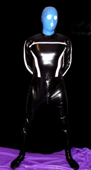 

Handmade Sexy Latex Tight Rubber Catsuit Black With Back Around Crotch Zipper For Men and Women Custom Made