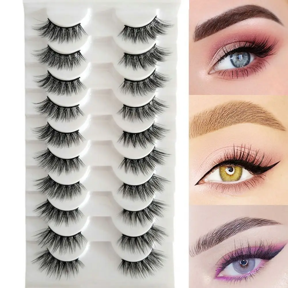10 Pairs Wispy Bushy Half Eyelash Eye Tail Lengthening Black Stem Cat Eye False Lashes Reusable Soft Natural Fluffy Lashes