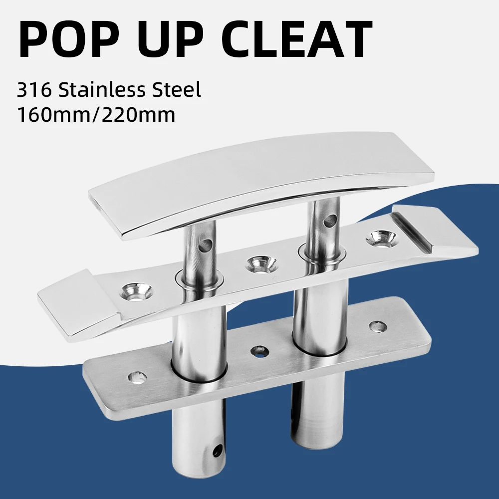 NEW!Boat Cleats 316 Stainless Steel Pop Up Cleat Retractable Heavy Duty Pull Up Cleat Flush Mount Deck Cleats with Backing Plate
