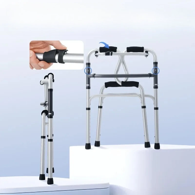 Folding Elderly Walker with Wheels,Lightweight Walkers for Seniors,Durable Aluminum Adjustable Aids and Supports for Mobility