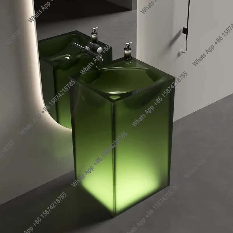 Transparent column basin Floor-to-ceiling bathroom Art wash basin Homestay resin wash table customization