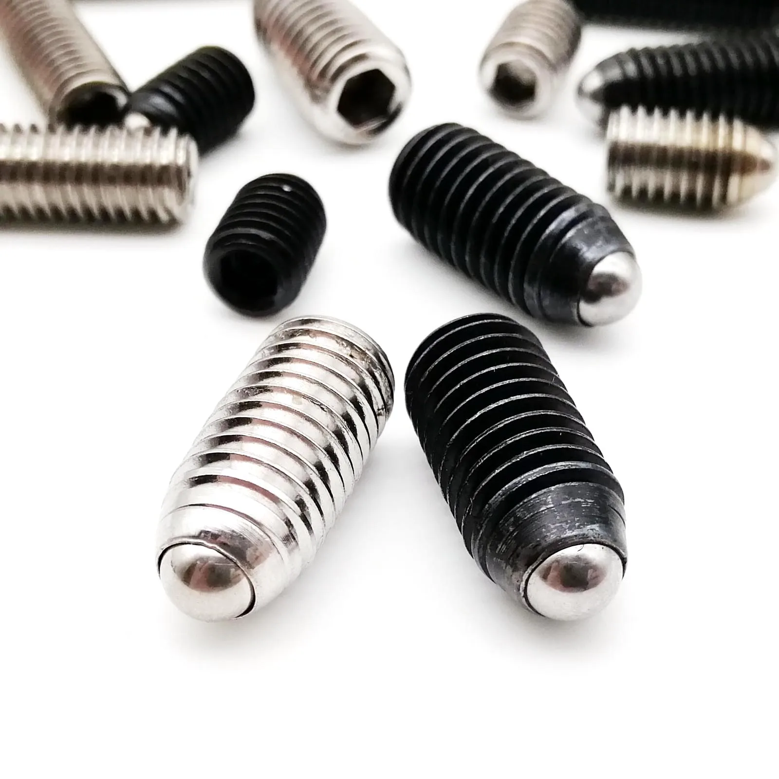 Hex Socket Spring Ball Plunger Grub Bolt Point Set Screw Black Grade 12.9 Steel 304 Stainless Steel M2.5 M3 M4 M5 M6 M8 M10 M12