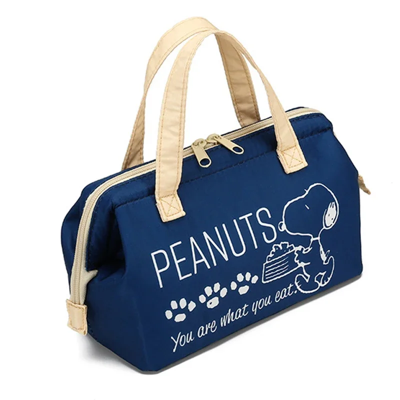 Snoopy Portable Lunch Bag Thermal Insulated Canvas Tote Pouch Cartoon School Bento Picnic Food Storage for Women Girl Children