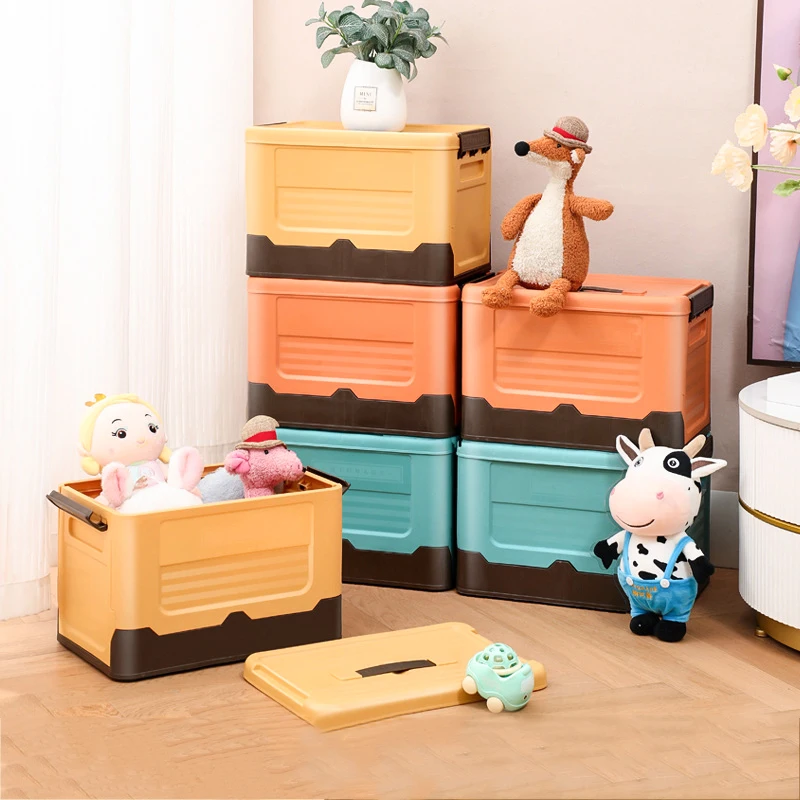 Foldable Storage Box Organizer for Home,Camping,Car,Dorm - Portable Collapsible Container with Handles