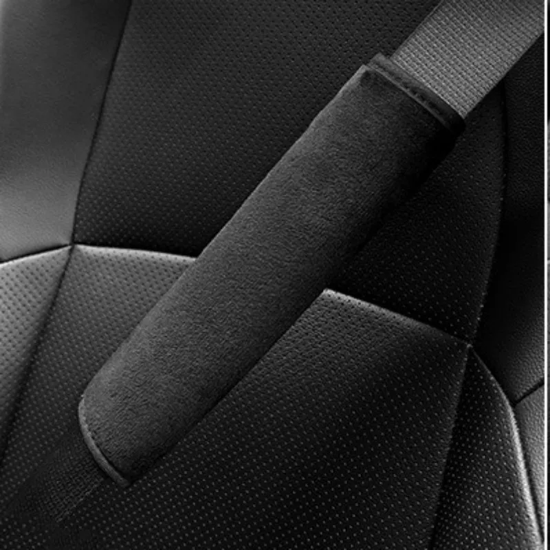 Black Pink Plush Car Seat Belt Shoulder Soft Ice Silk Universal Plush Seat Belt Protector All-Season Car Accessories image 2