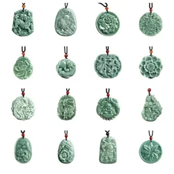 Collier pendentif en jadéite de Birmanie verte, amulette de diversification, véritable bijoux fins naturels, pierre précieuse sculptée, breloque émeraude de créateur