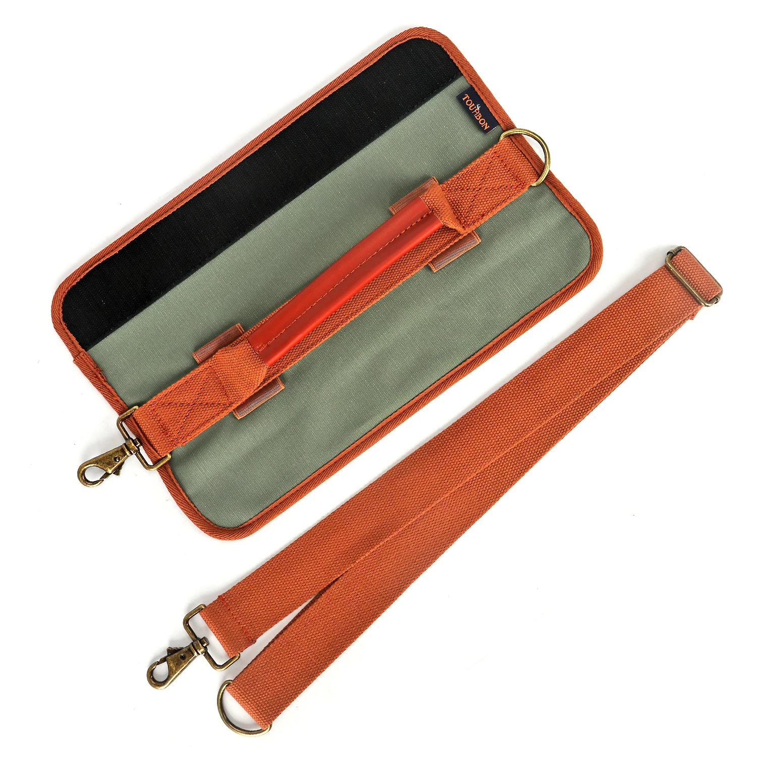 Tourbon Design Vintage Golf Club Carrier Padded Clubs Protection Storage Canvas & Leather Golf Gun Bag Holder