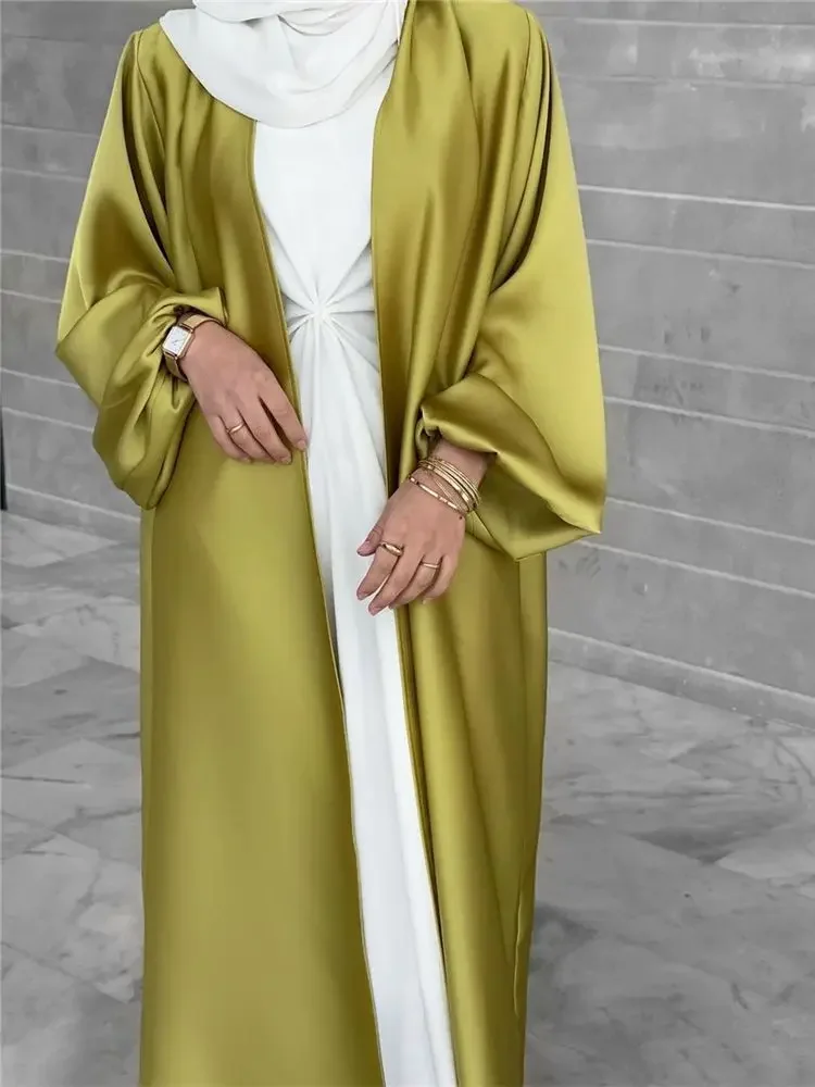 

Ramadan Eid Abayas for Women Kimono Femme Musulmane Satin Kaftan Maxi Abaya Dubai Arabic Turkey Islam Pakistan Muslim Dress Robe