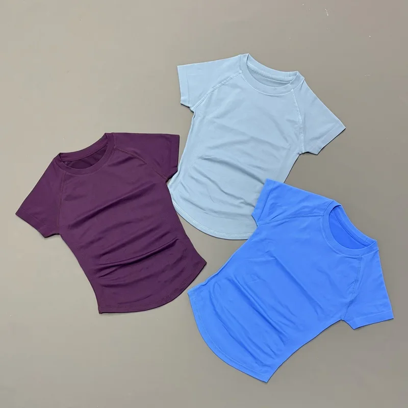 HISTELLO Damen Kurzarm-Workout-Tops, schmale Passform, hohe Dehnbarkeit, leicht, für Yoga, Laufen, Fitness, Freizeit, Alltag, Sport-Top – Detail 8