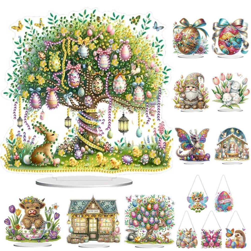 Ostern Dinosaurier Diamant Malerei Desktop Dekore Tisch Top Diamant Malerei Ornament Kits 5D DIY Diamant Kunst Tisch Dekorationen