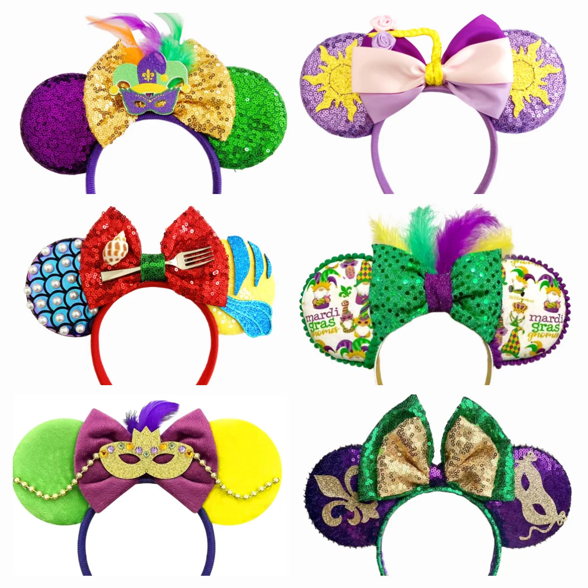 

New Mickey Mouse Headband Halloween Feather Ear Bow Hairband Women Mermaid Birthday Gift Girls Kids Party Hair Accessorie