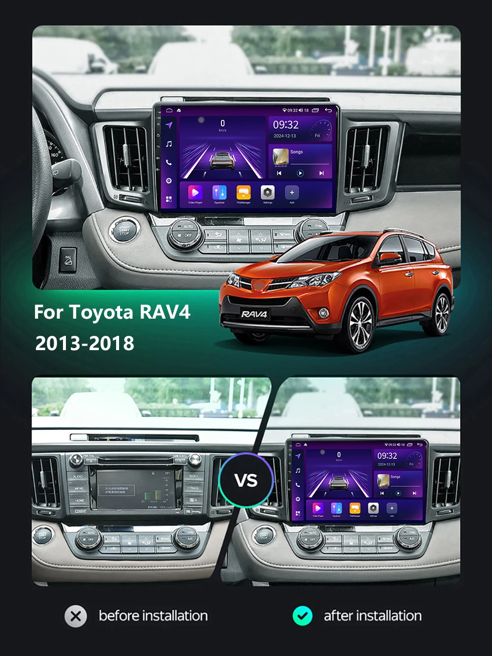8G+128G Car Radio For Toyota RAV4 RAV 4 2012 2013-2018 Android 15 Auto Multimedia Stereo Player Head Unit GPS Navigation Carplay