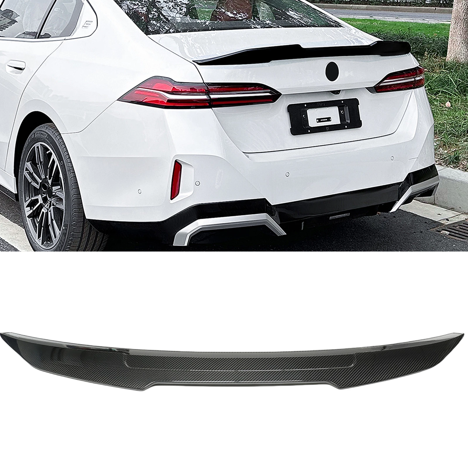 Rear Trunk Lid Spoiler Wing For BMW 5 Series G60 i5 530i 540i G90 M5 2024-2025 Sedan 4-Door Dry Carbon Fiber Tail Splitter Lip