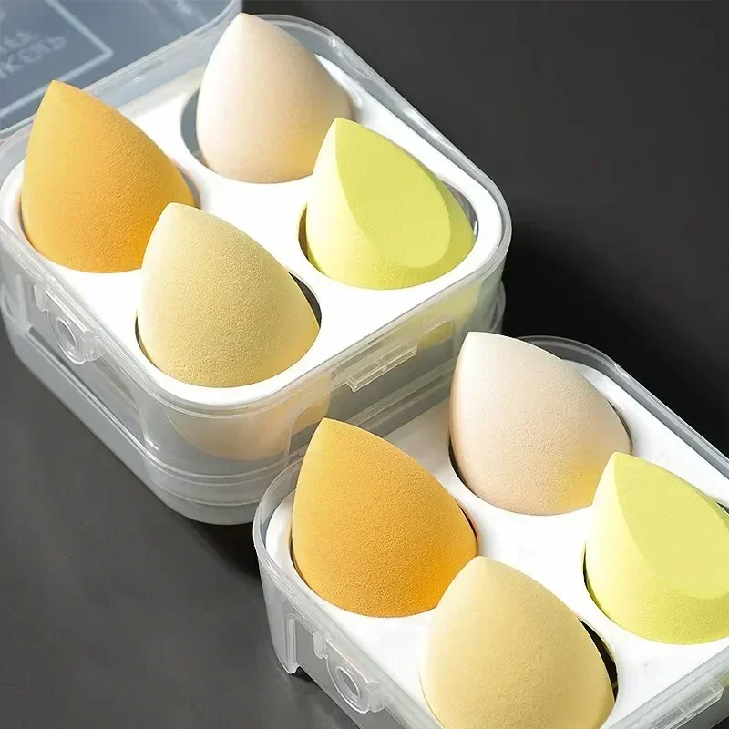 4PCS Beauty Egg Makeup Sponge Set Seamless Blending Smudging Hygienic Design Prevents Bacteria Buildup for Flawless Look
