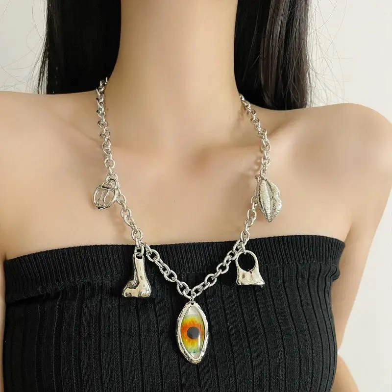 Personality-Temperament Inspired Alloy Eyes Facial Necklace for Women's Fashion