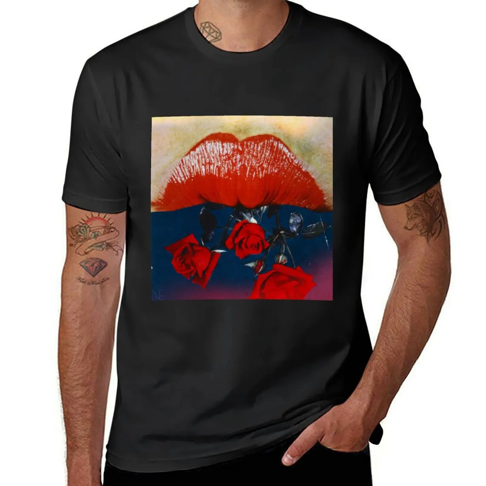 

Lips Red Like Roses T-Shirt shirts graphic tees Aesthetic clothing mens t shirt graphic